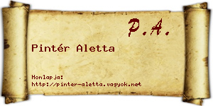 Pintér Aletta névjegykártya